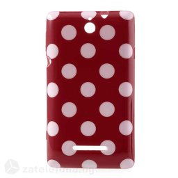 Силиконов калъф за Sony Xperia E на точки - червен