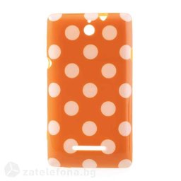Силиконов калъф за Sony Xperia E на точки - оранжев