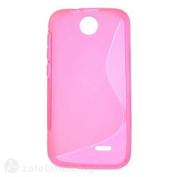 Силиконов калъф за HTC Desire 310 със S-образен дизайн - ярко розов