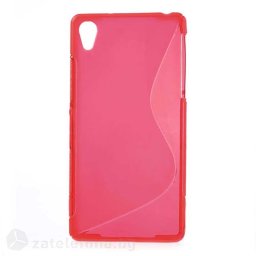 Силиконов калъф за Sony Xperia Z2 със S-образен дизайн - червен