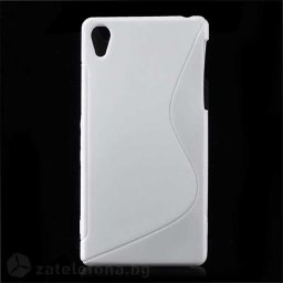 Силиконов калъф за Sony Xperia Z2 със S-образен дизайн - бял