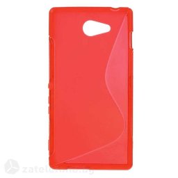 Силиконов калъф за Sony Xperia M2 със S-образен дизайн - червен