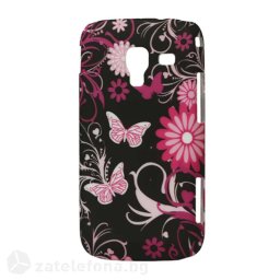 Пластмасов калъф за Samsung Galaxy Ace 2 - черен с пеперуди