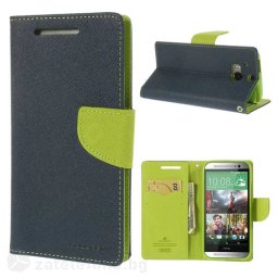 Калъф страничен флип модел GOOSPERY, марка Mercury за HTC One M8 - тъмно син