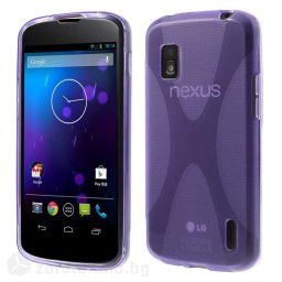Силиконов калъф за LG Nexus 4 със X-образен дизайн - лилав
