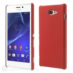 Пластмасов калъф за Sony Xperia M2 с пясъчна текстура - червен