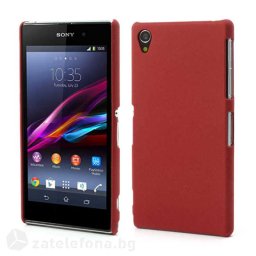Пластмасов калъф за Sony Xperia Z1 с пясъчна текстура - червен
