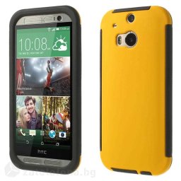 Цялостен калъф за HTC One M8 - жълт