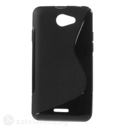 Силиконов калъф за HTC Desire 516 със S-образен дизайн - черен