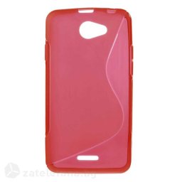 Силиконов калъф за HTC Desire 516 със S-образен дизайн - червен