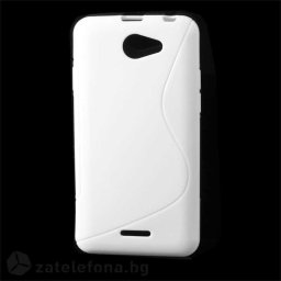 Силиконов калъф за HTC Desire 516 със S-образен дизайн - бял