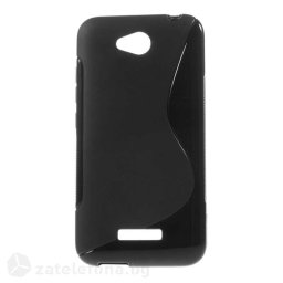 Силиконов калъф за HTC Desire 616 със S-образен дизайн - черен