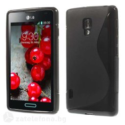 Силиконов калъф за LG Optimus L7 2, P710 със S-образен дизайн - черен