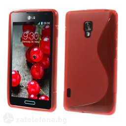 Силиконов калъф за LG Optimus L7 2, P710 със S-образен дизайн - червен