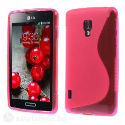 Силиконов калъф за LG Optimus L7 2, P710 със S-образен дизайн - ярко розов