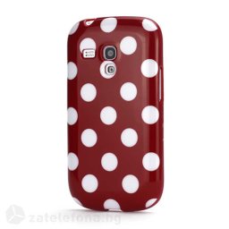 Силиконов калъф за Samsung Galaxy S3 mini на точки - червен