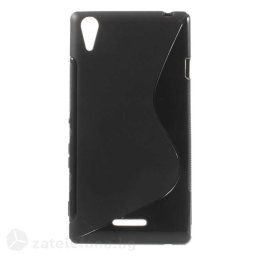 Силиконов калъф за Sony Xperia T3 със S-образен дизайн - черен