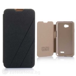 Кожен калъф страничен флип марка Yinjimosa за LG L70 D320 One SIM - черен