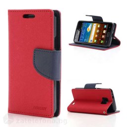 Калъф страничен флип модел GOOSPERY, марка Mercury за Samsung Galaxy S2 - червен