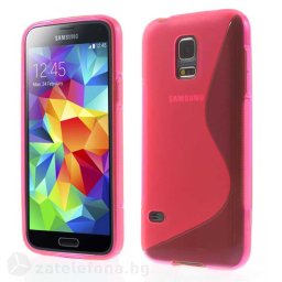 Силиконов калъф за Samsung Galaxy S5 mini със S-образен дизайн - ярко розов