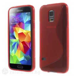 Силиконов калъф за Samsung Galaxy S5 mini със S-образен дизайн - червен