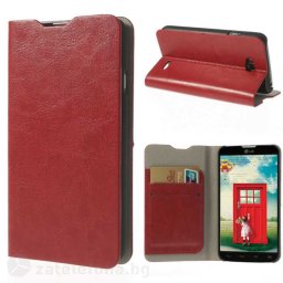 Тънък калъф страничен flip за LG L70 D325 Dual SIM – червен