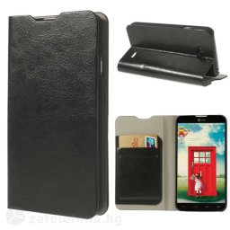 Тънък калъф страничен flip за LG L70 D325 Dual SIM – черен