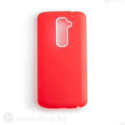 Силиконов калъф за LG G2 с бяла лента - червен