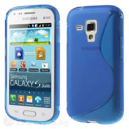 Силиконов калъф за Samsung Galaxy S Duos 2 със S-образен дизайн - син