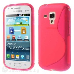 Силиконов калъф за Samsung Galaxy S Duos 2 със S-образен дизайн - ярко розов