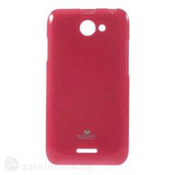 Гланциран силиконов калъф марка Mercury с лъскави частици за HTC Desire 516 – ярко розов