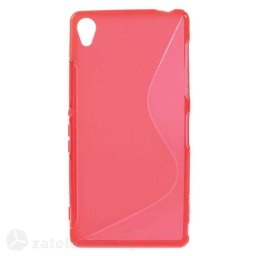 Силиконов калъф за Sony Xperia Z3 със S-образен дизайн - червен