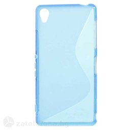 Силиконов калъф за Sony Xperia Z3 със S-образен дизайн - син