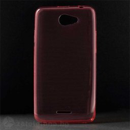 Тънък прозрачен силиконов калъф за HTC Desire 516 - червен