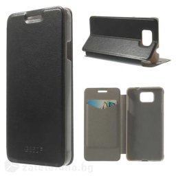 Тънък калъф страничен flip за Samsung Galaxy Alpha – черен