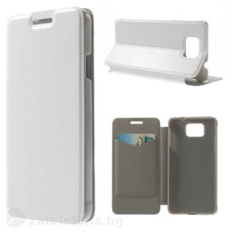 Тънък калъф страничен flip за Samsung Galaxy Alpha – бял