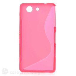 Силиконов калъф за Sony Xperia Z3 Compact със S-образен дизайн - ярко розов