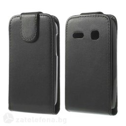 Кожен калъф flip за Alcatel One Touch Pop C3 - черен