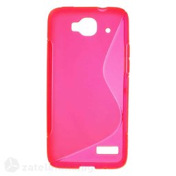 Силиконов калъф за Alcatel One Touch Idol mini със S-образен дизайн - ярко розов