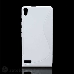 Силиконов калъф за Huawei Ascend P6 със S-образен дизайн - бял