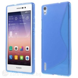 Силиконов калъф за Huawei Ascend P7 със S-образен дизайн - син