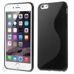 Силиконов калъф за iPhone 6 Plus със S-образен дизайн - черен