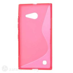 Силиконов калъф за Nokia Lumia 730/735 със S-образен дизайн - ярко розов