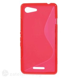 Силиконов калъф за Sony Xperia E3/E3 Dual със S-образен дизайн - червен