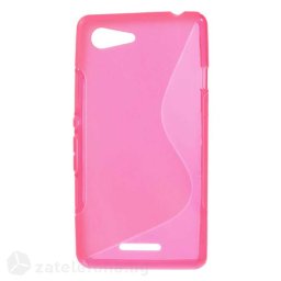 Силиконов калъф за Sony Xperia E3/E3 Dual със S-образен дизайн - ярко розов