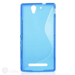 Силиконов калъф за Sony Xperia C3/C3 Dual със S-образен дизайн - син