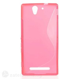 Силиконов калъф за Sony Xperia C3/C3 Dual със S-образен дизайн - ярко розов