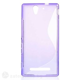 Силиконов калъф за Sony Xperia C3/C3 Dual със S-образен дизайн - лилав