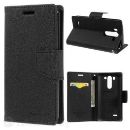 Калъф страничен флип модел GOOSPERY, марка Mercury за LG G3 S - черен