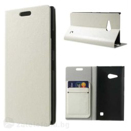 Тънък кожен калъф за Nokia Lumia 730/735 – бял